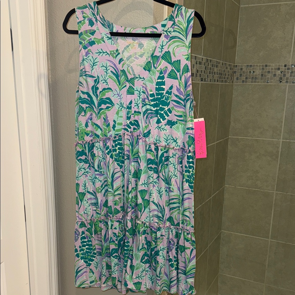 Lilly Pulitzer Lorina Purple Iris On the Chase Tank Top Dress Size XL New w/Tag